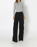 Load image into Gallery viewer, Black high waisted cargo pants