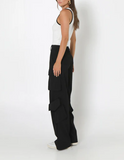Load image into Gallery viewer, Black high waisted cargo pants